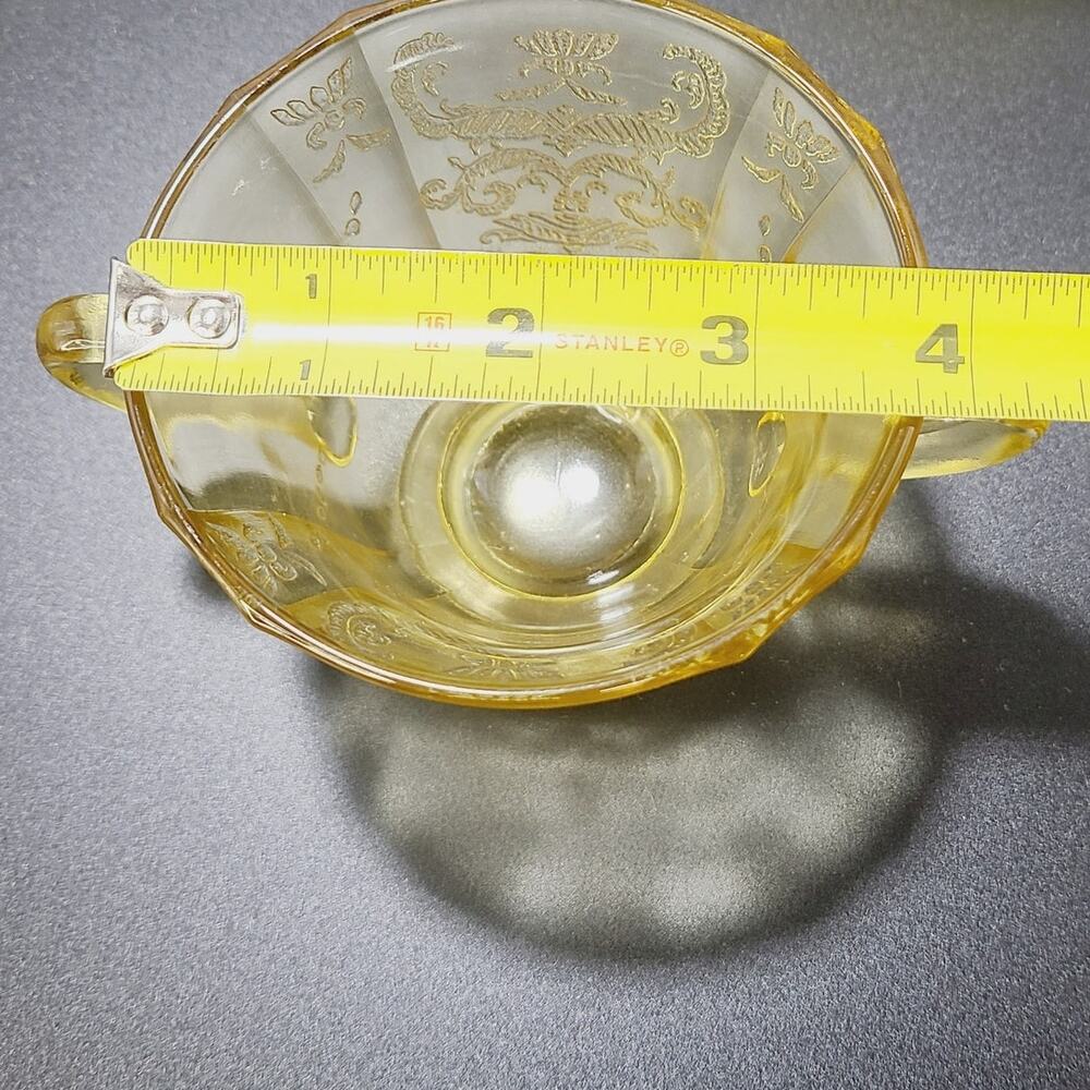 Federal Madrid Amber Yellow Depression Glass Footed Sugar & Creamer Set - Picture 7 of 8